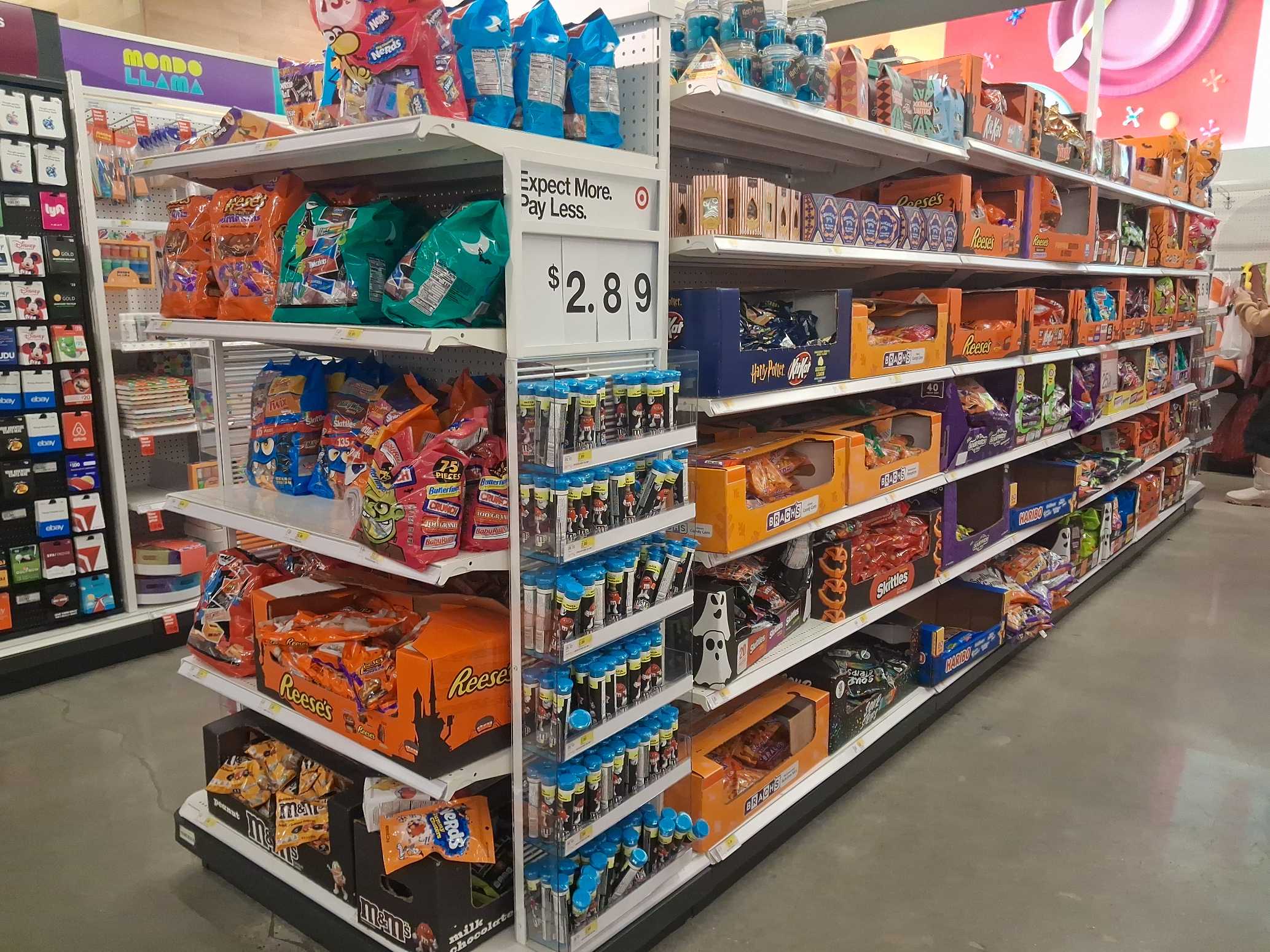 Halloween candy endcap in the candy aisle of a Target store